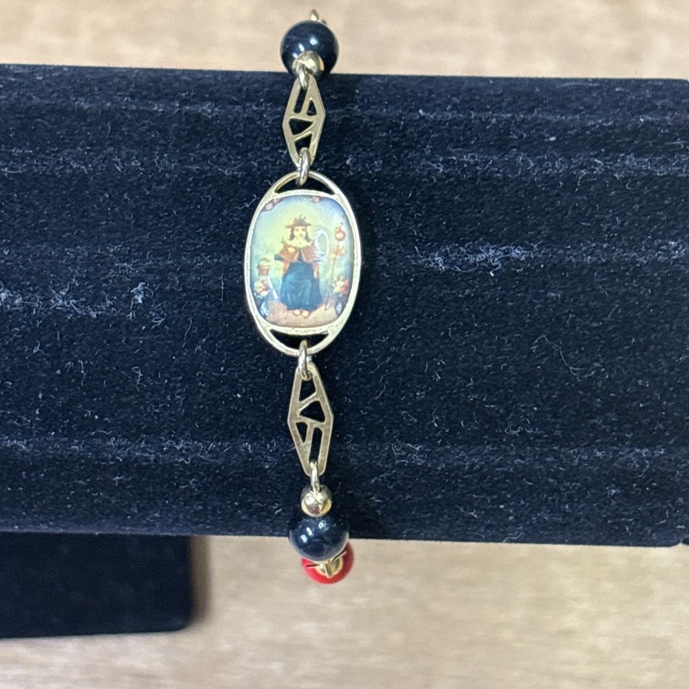 Vintage Our Lady Undoer of Knots Catholic Rosary Chaplet Bracelet Gold Tone